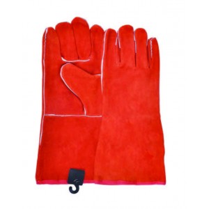 Orange Red Color Leather Welding Gloves